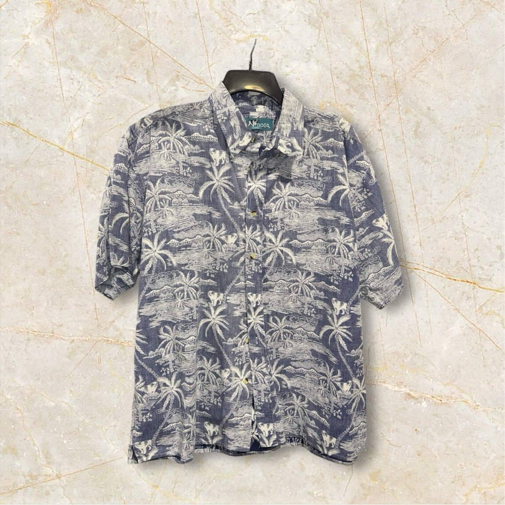 Big Dogs Hawaiian Button Up Shirt Mens Large Camp Short Sleeve Island‎ AOP